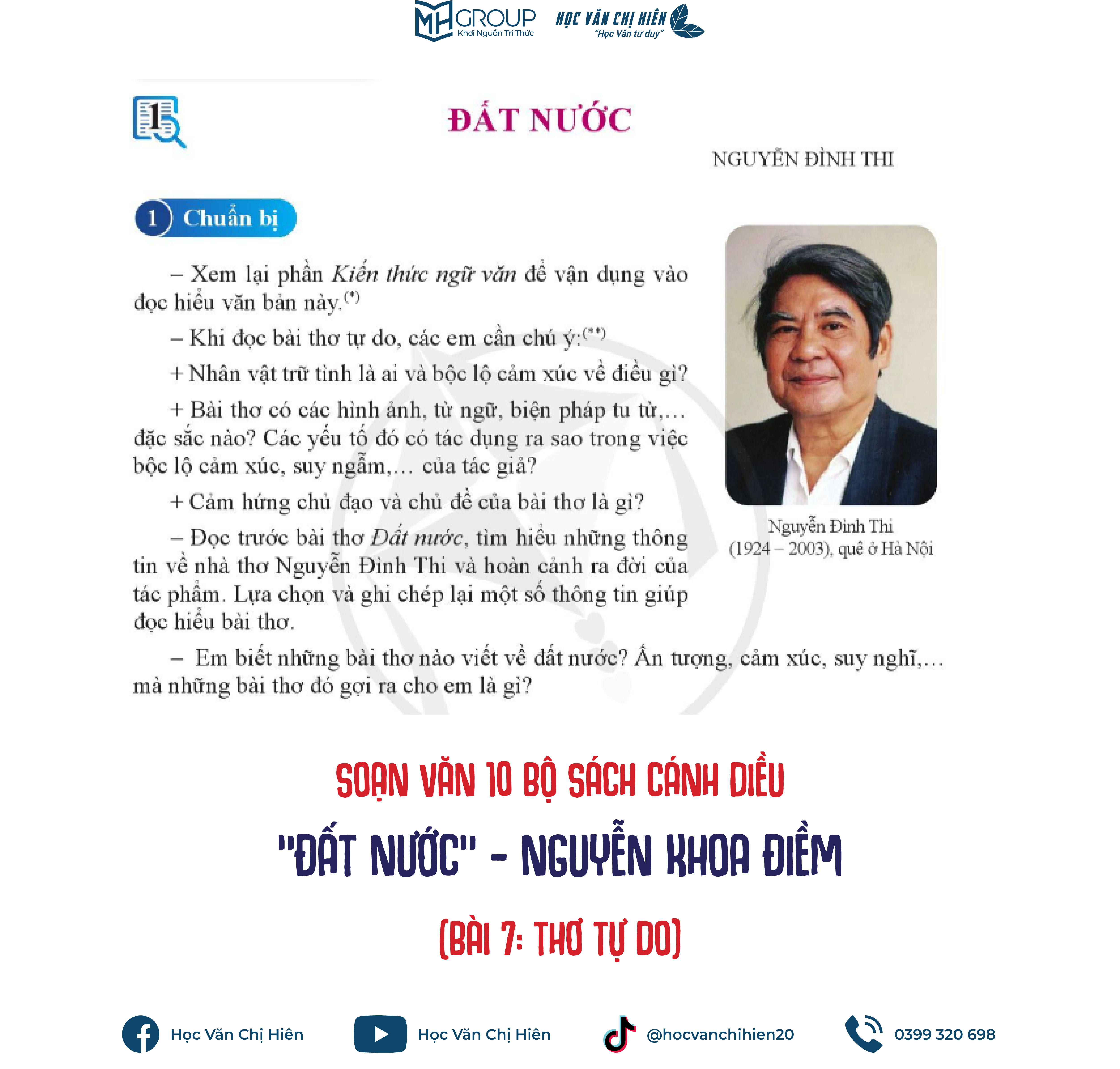 SOẠN VĂN 10 BỘ SÁCH CÁNH DIỀU | "ĐẤT NƯỚC" - NGUYỄN ĐÌNH THI (BÀI 7: THƠ TỰ DO)