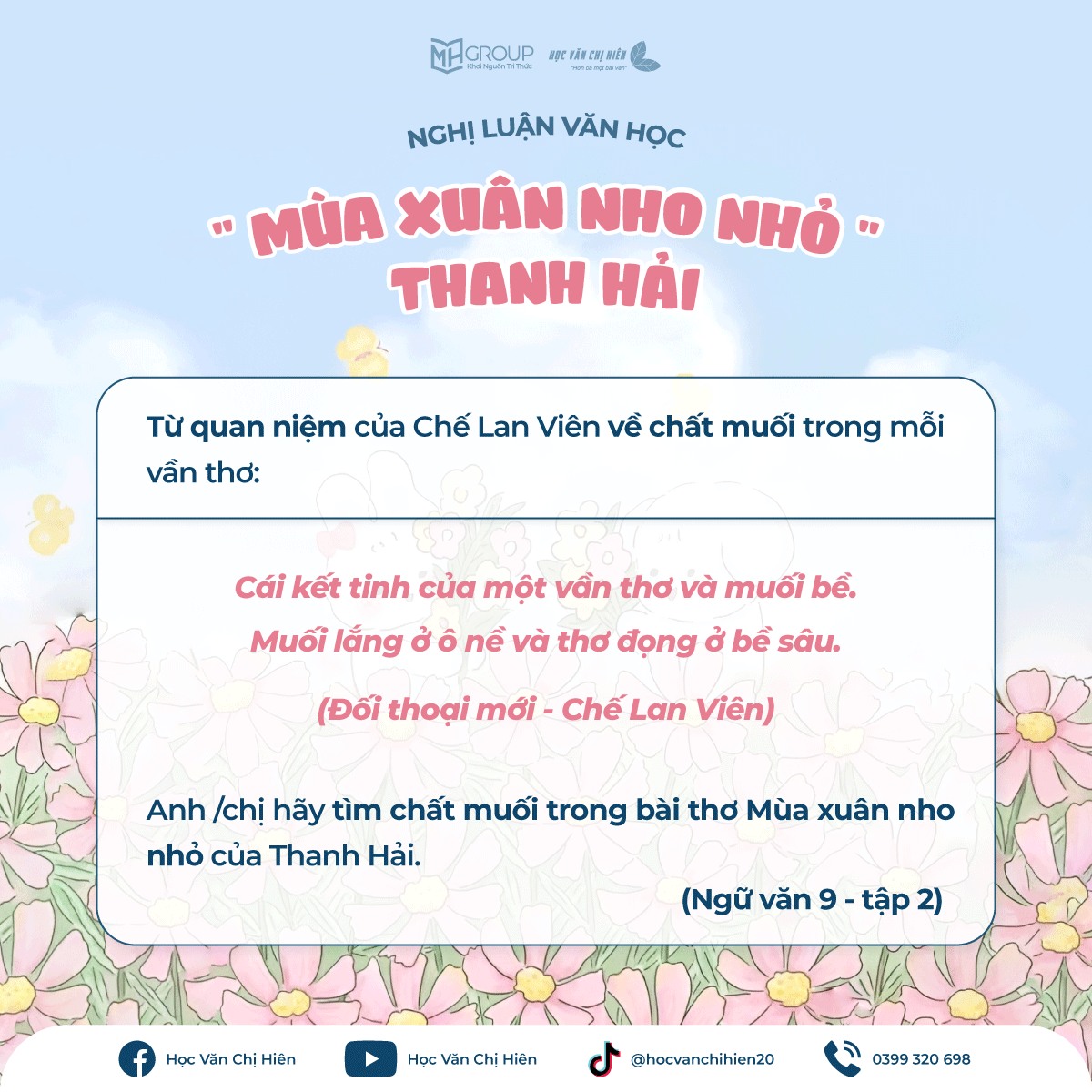 PHÂN TÍCH BÀI THƠ "MÙA XUÂN NHO NHỎ" TỪ QUAN NIỆM CỦA CHẾ LAN VIÊN