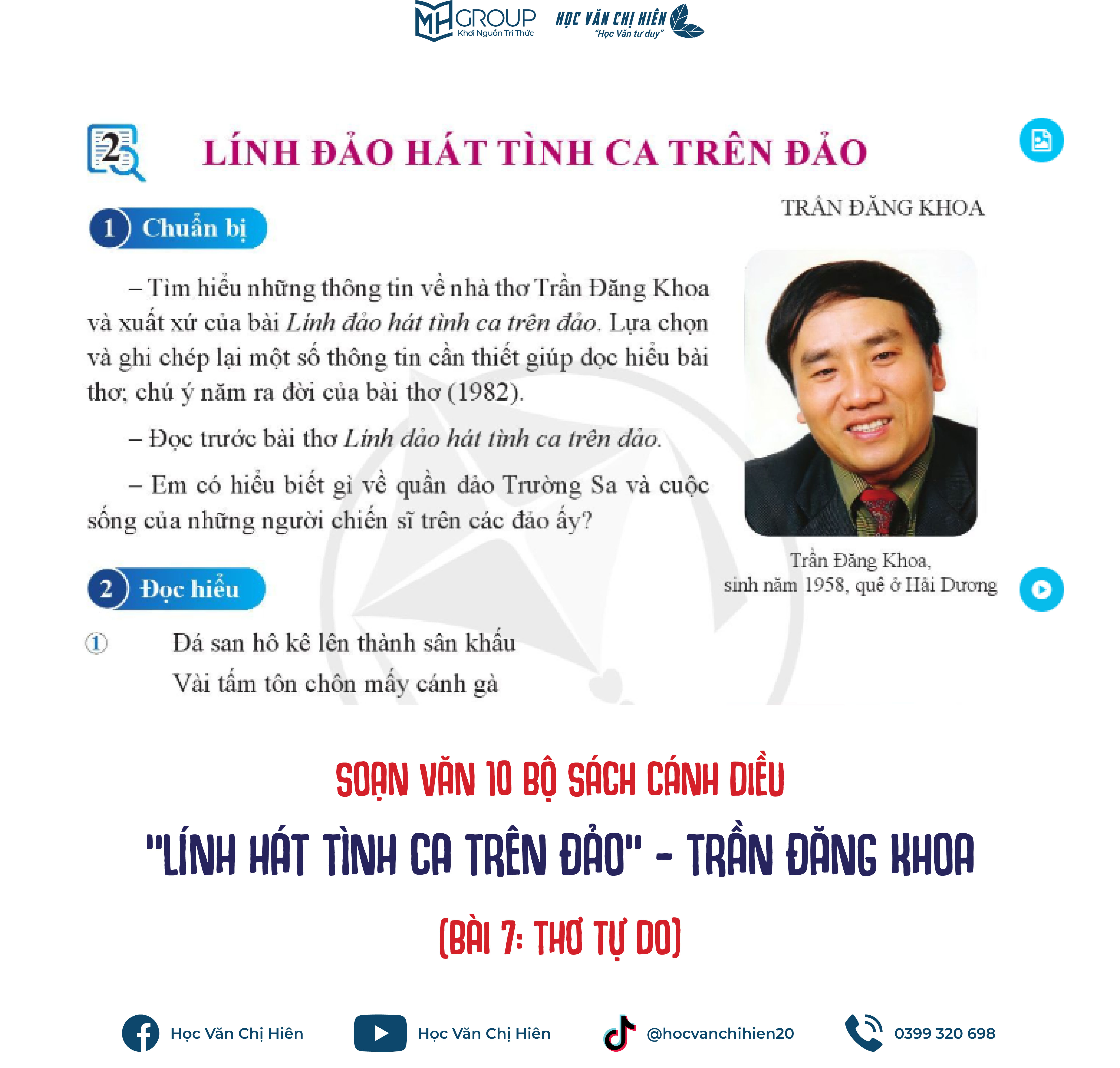 SOẠN VĂN 10 BỘ SÁCH CÁNH DIỀU | "LÍNH HÁT TÌNH CA TRÊN ĐẢO" - TRẦN ĐĂNG KHOA (BÀI 7: THƠ TỰ DO)