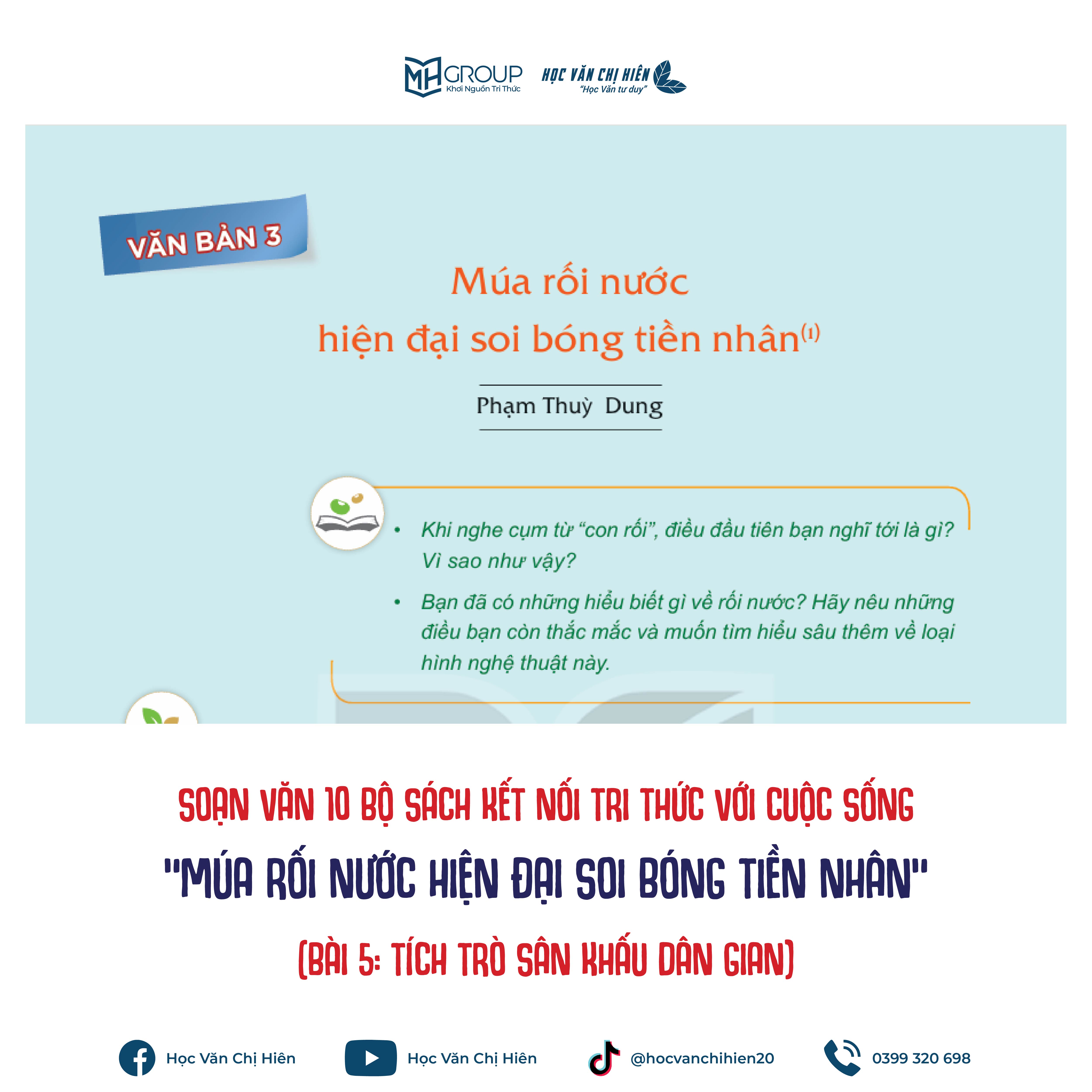 SOẠN VĂN 10 BỘ SÁCH KẾT NỐI TRI THỨC VỚI CUỘC SỐNG | "MÚA RỐI NƯỚC HIỆN ĐẠI SOI BÓNG TIỀN NHÂN" (BÀI 5: TÍCH TRÒ SÂN KHẤU DÂN GIAN)