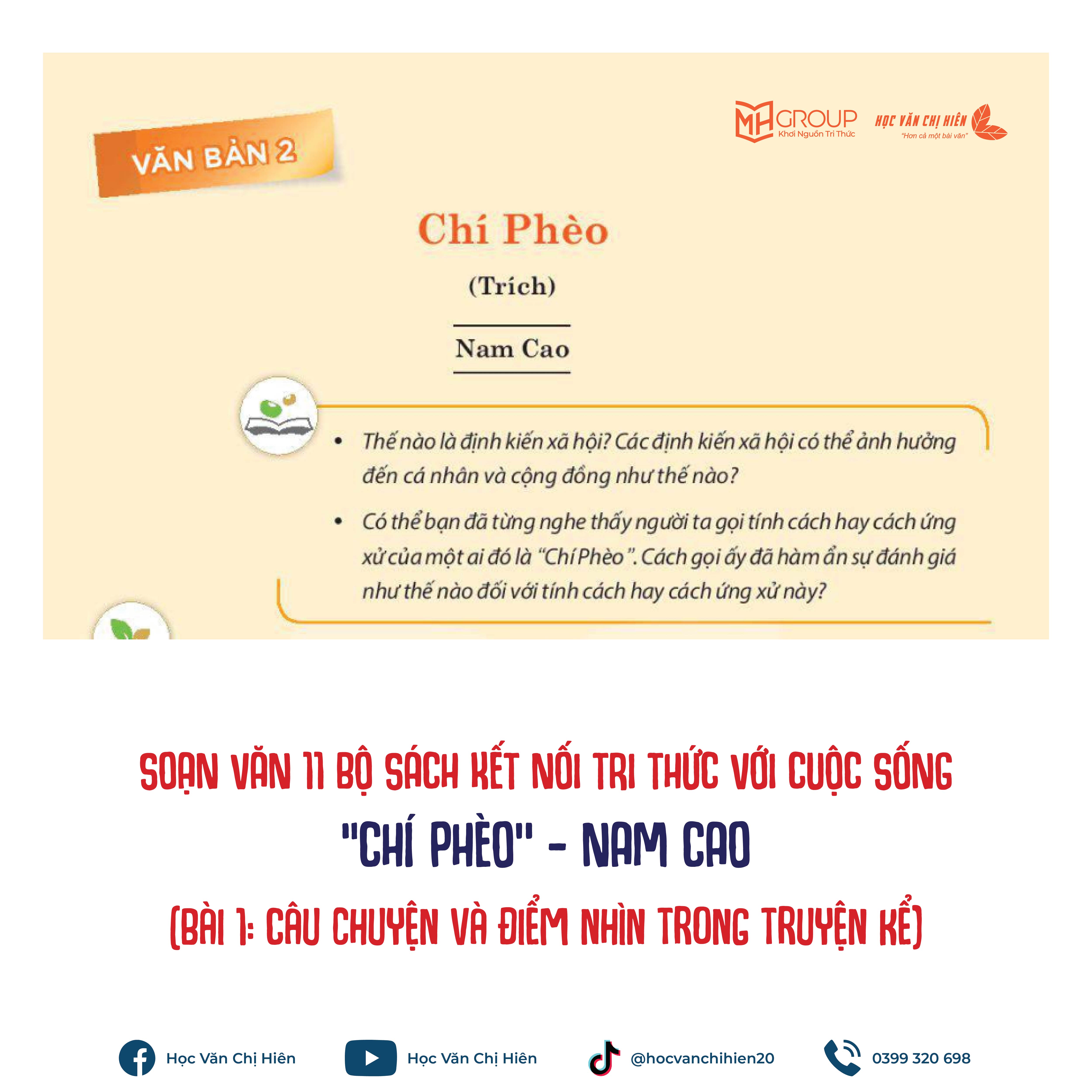 SOẠN VĂN 11 BỘ SÁCH KẾT NỐI TRI THỨC VỚI CUỘC SỐNG | "CHÍ PHÈO" - NAM CAO (BÀI 1: CÂU CHUYỆN VÀ ĐIỂM NHÌN TRONG TRUYỆN KỂ)