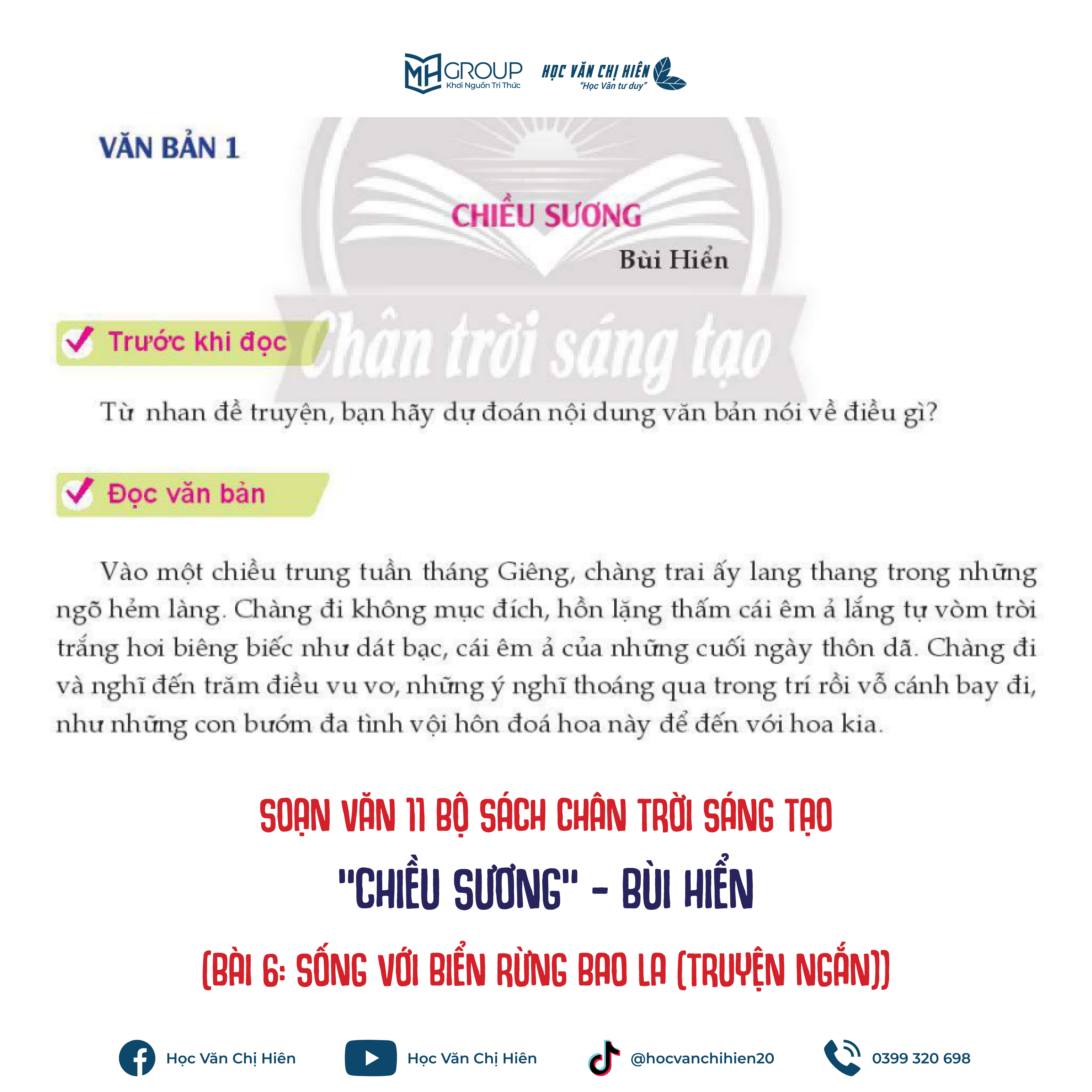 SOẠN VĂN 11 BỘ SÁCH CHÂN TRỜI SÁNG TẠO | "CHIỀU SƯƠNG" - BÙI HIỂN (BÀI 6: SỐNG VỚI BIỂN RỪNG BAO LA (TRUYỆN NGẮN))