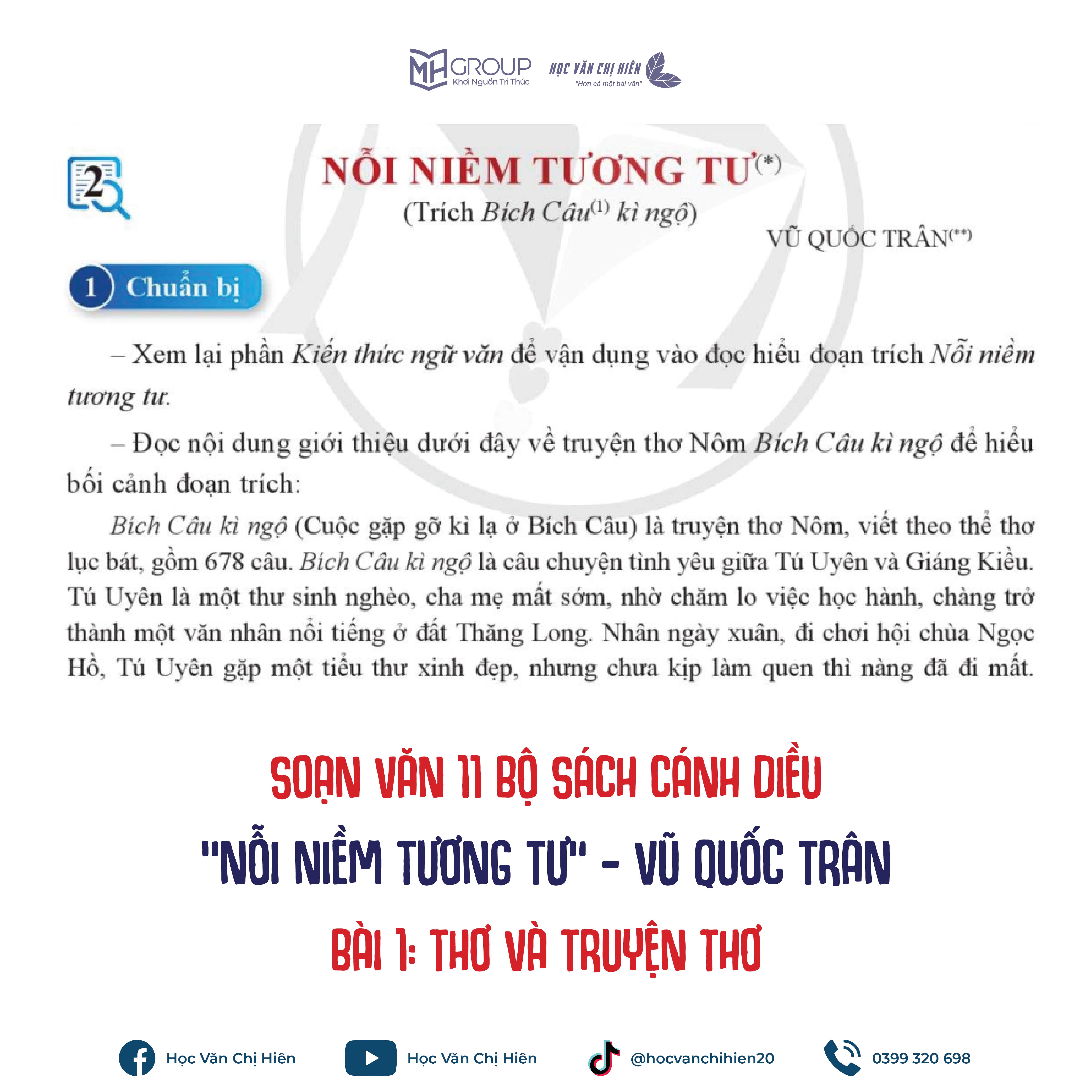 SOẠN VĂN 11 BỘ SÁCH CÁNH DIỀU | "NỖI NIỀM TƯƠNG TƯ" - VŨ QUỐC TRÂN (BÀI 1: THƠ VÀ TRUYỆN THƠ)