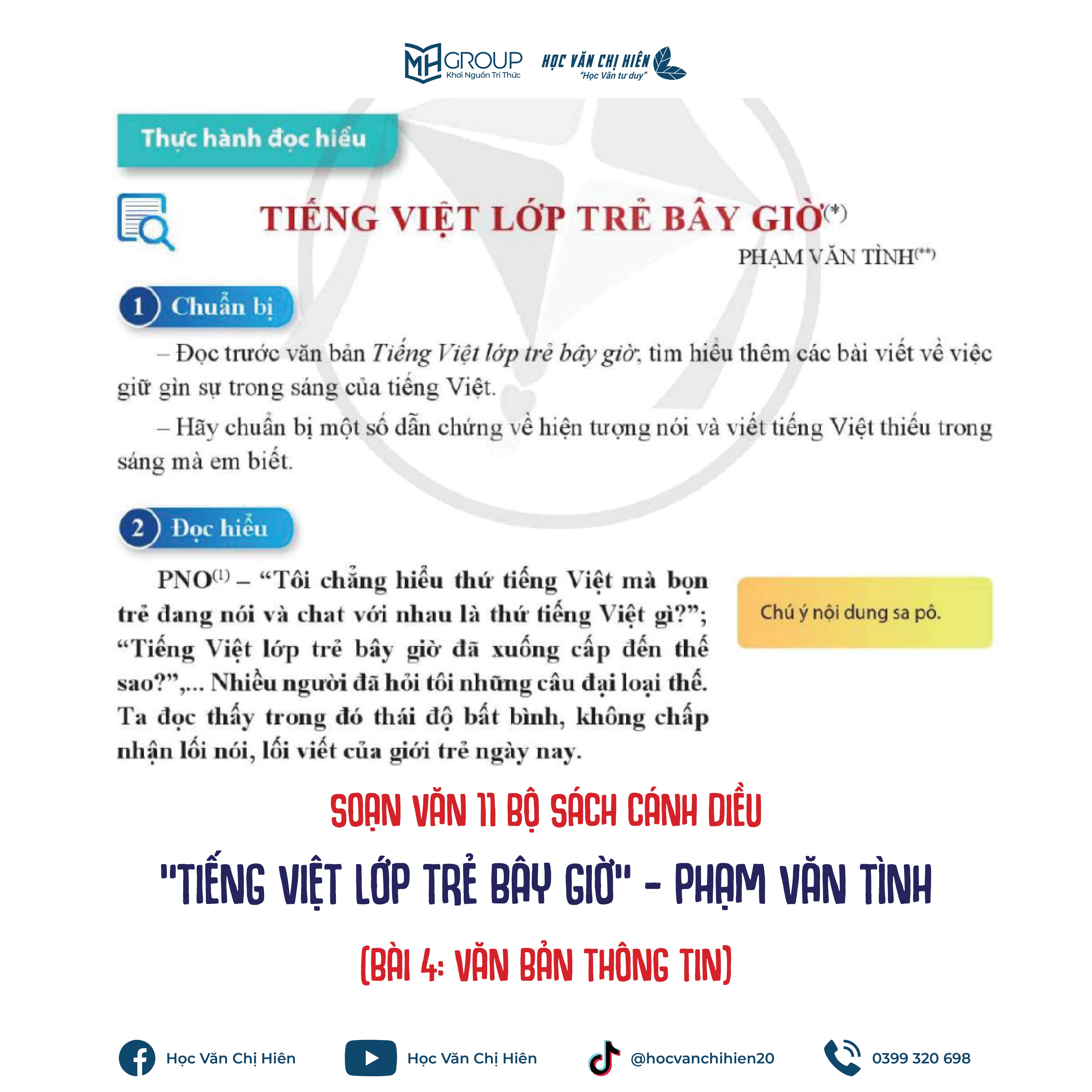 SOẠN VĂN 11 BỘ SÁCH CÁNH DIỀU | "TIẾNG VIỆT LỚP TRẺ BÂY GIỜ" - PHẠM VĂN TÌNH (BÀI 4: VĂN BẢN THÔNG TIN)