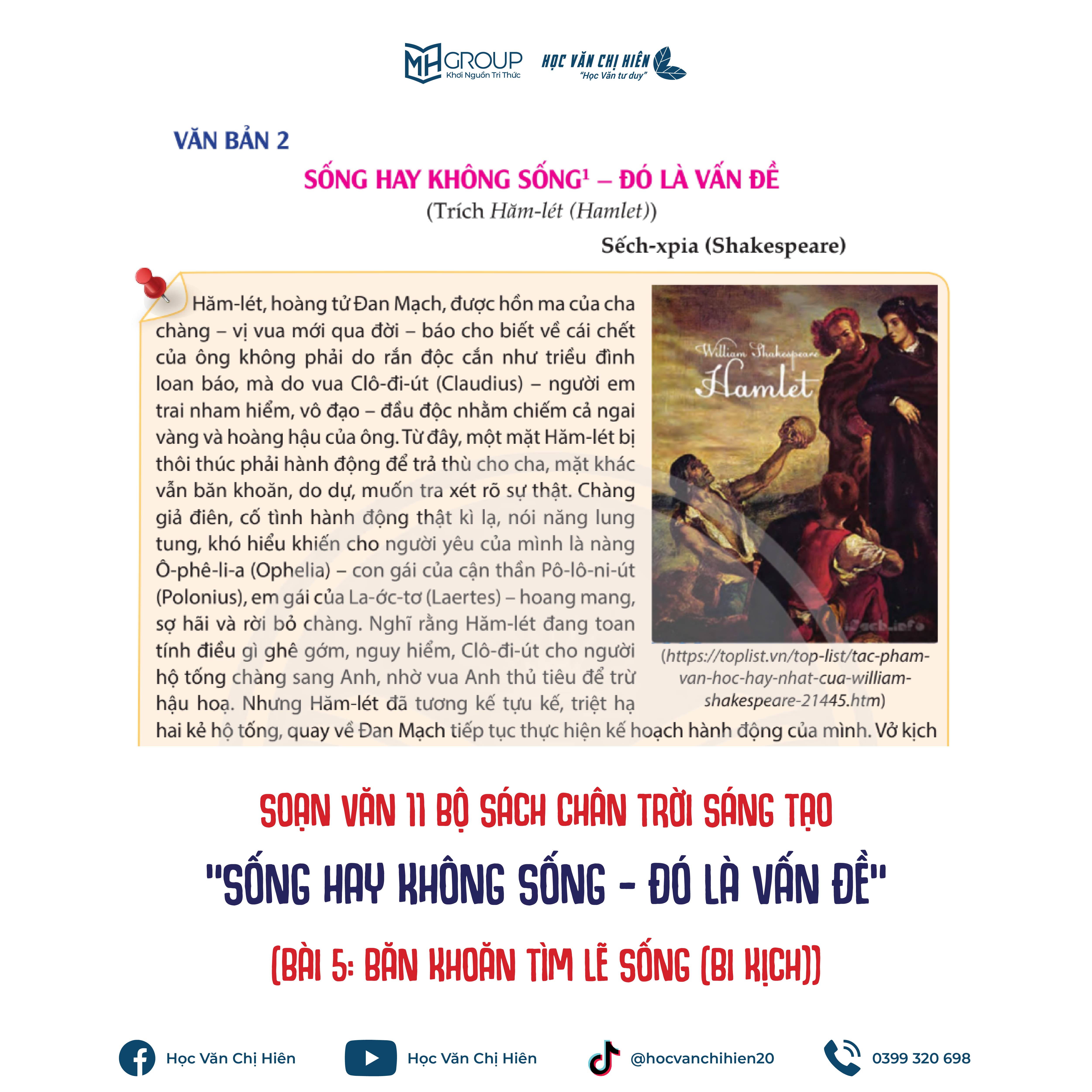 SOẠN VĂN 11 BỘ SÁCH CHÂN TRỜI SÁNG TẠO | "SỐNG HAY KHÔNG SỐNG - ĐÓ LÀ VẤN ĐỀ" (BÀI 5: BĂN KHOĂN TÌM LẼ SỐNG (BI KỊCH))