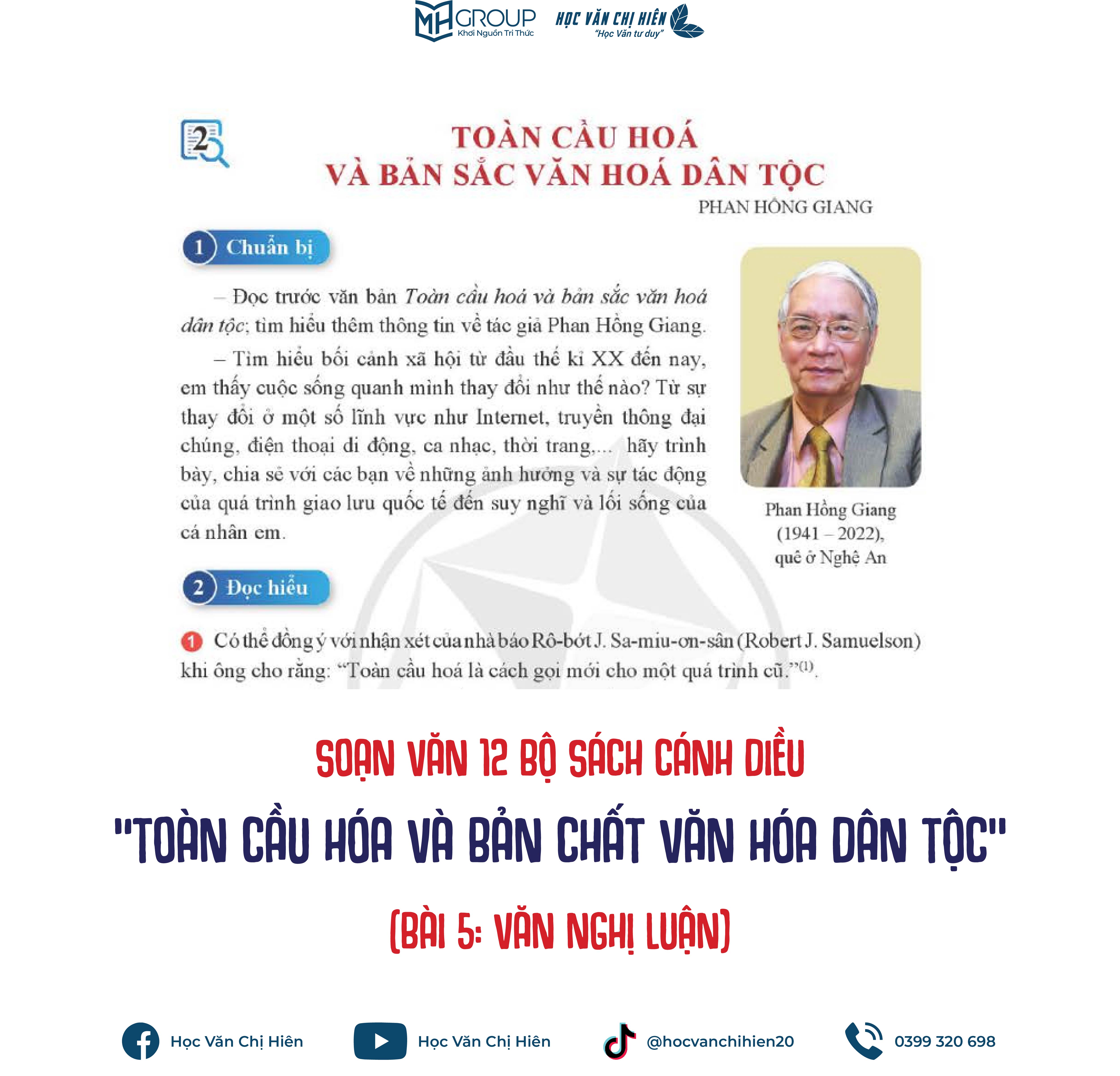 SOẠN VĂN 12 BỘ SÁCH CÁNH DIỀU | "TOÀN CẦU HÓA VÀ BẢN CHẤT VĂN HÓA DÂN TỘC” (BÀI 5: VĂN NGHỊ LUẬN)