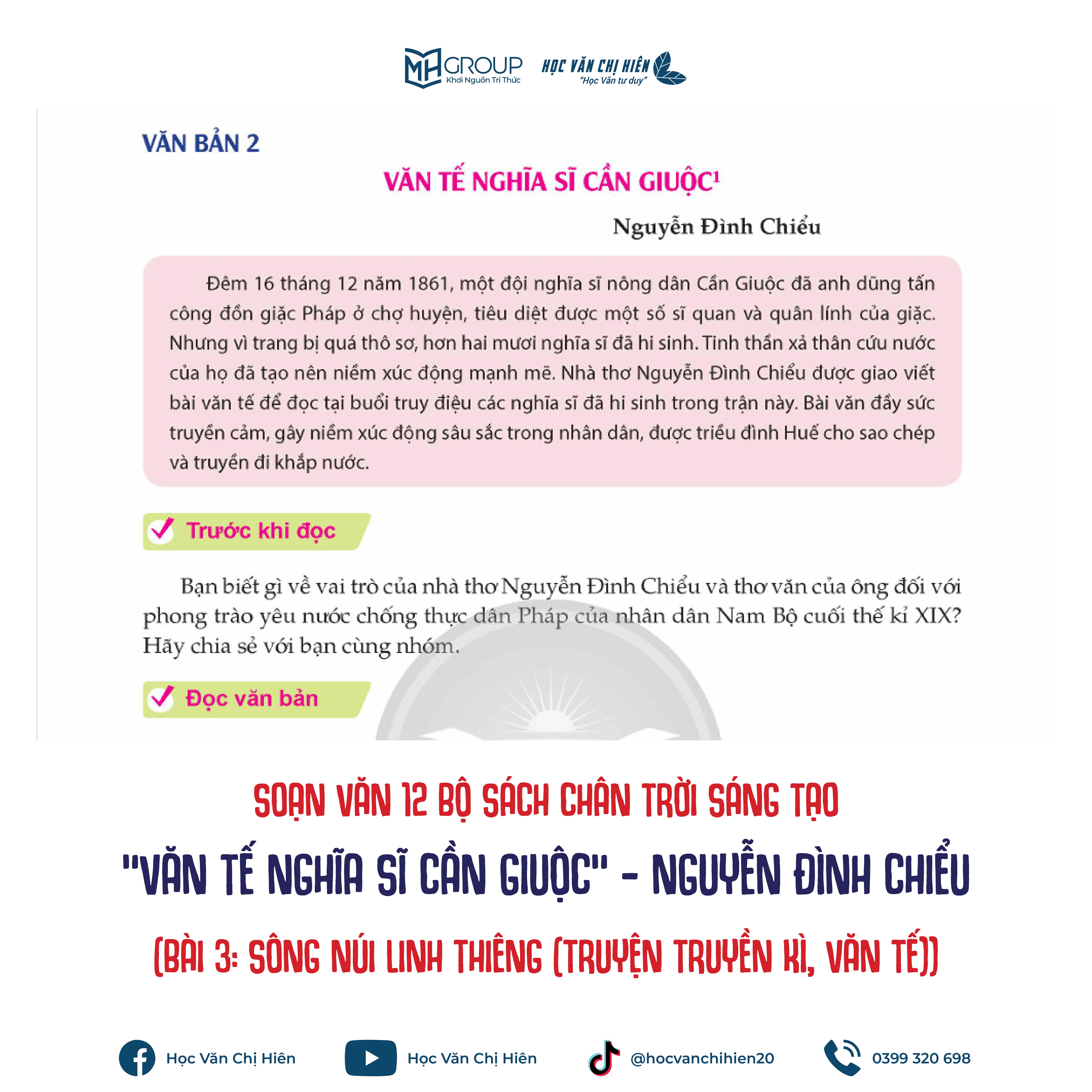 SOẠN VĂN 12 BỘ SÁCH CHÂN TRỜI SÁNG TẠO | "VĂN TẾ NGHĨA SĨ CẦN GIUỘC" - CHU QUANG TIỀM (BÀI 3: SÔNG NÚI LINH THIÊNG (TRUYỆN TRUYỀN KÌ, VĂN TẾ))