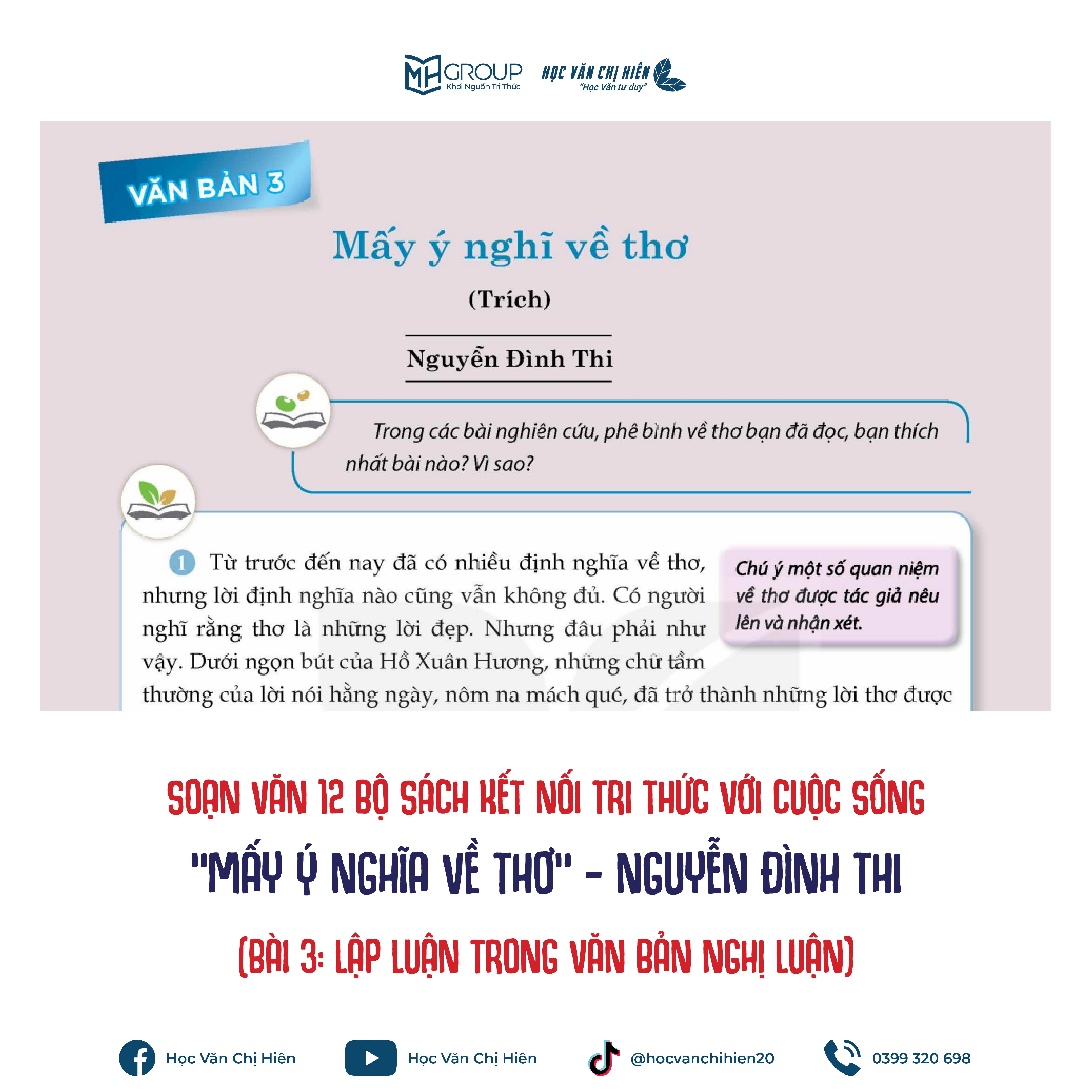 SOẠN VĂN 12 BỘ SÁCH KẾT NỐI TRI THỨC VỚI CUỘC SỐNG | "MẤY Ý NGHĨA VỀ THƠ" - NGUYỄN ĐÌNH THI (BÀI 3: LẬP LUẬN TRONG VĂN BẢN NGHỊ LUẬN)