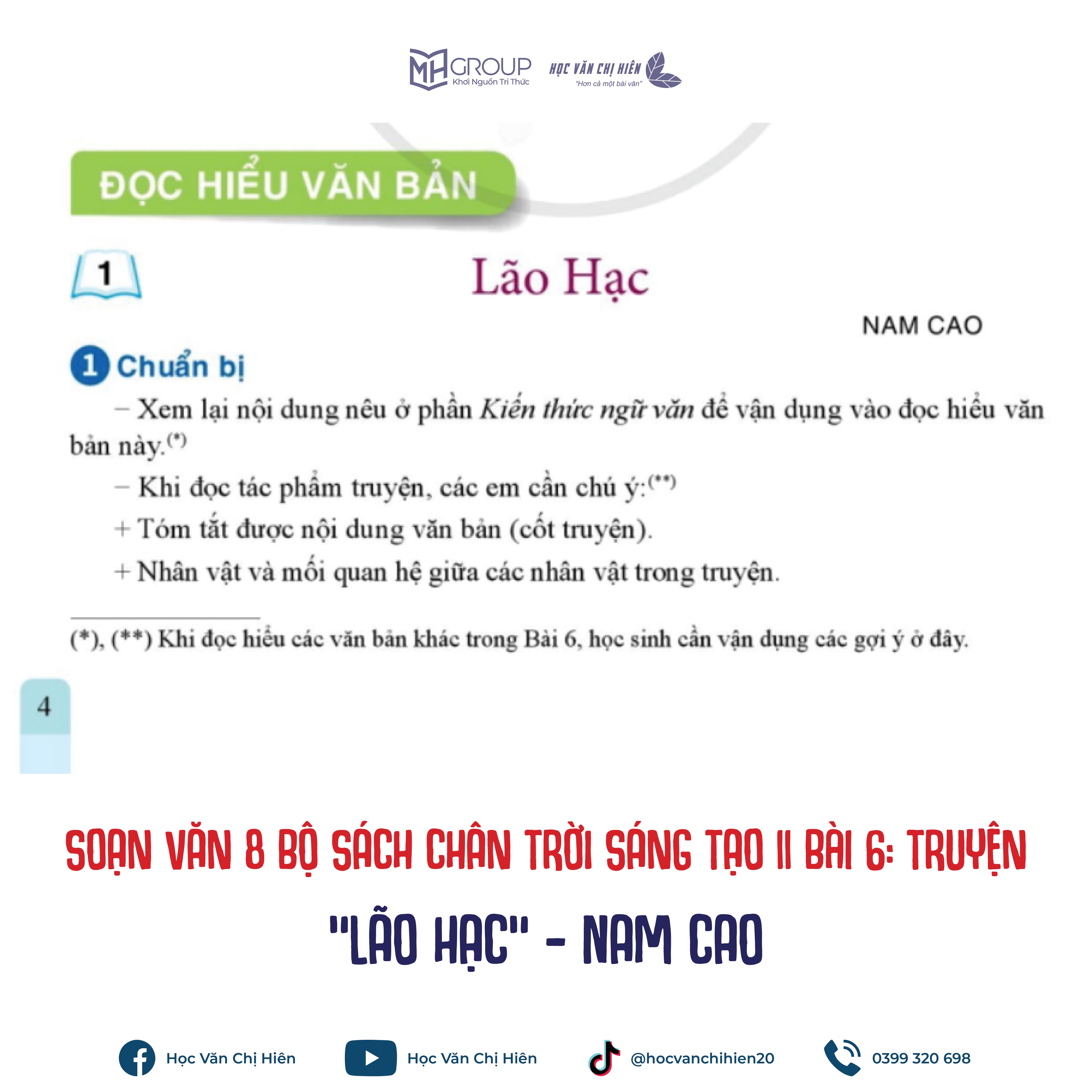 SOẠN VĂN 8 BỘ SÁCH CÁNH DIỀU | "LÃO HẠC" - NAM CAO (BÀI 6: TRUYỆN)