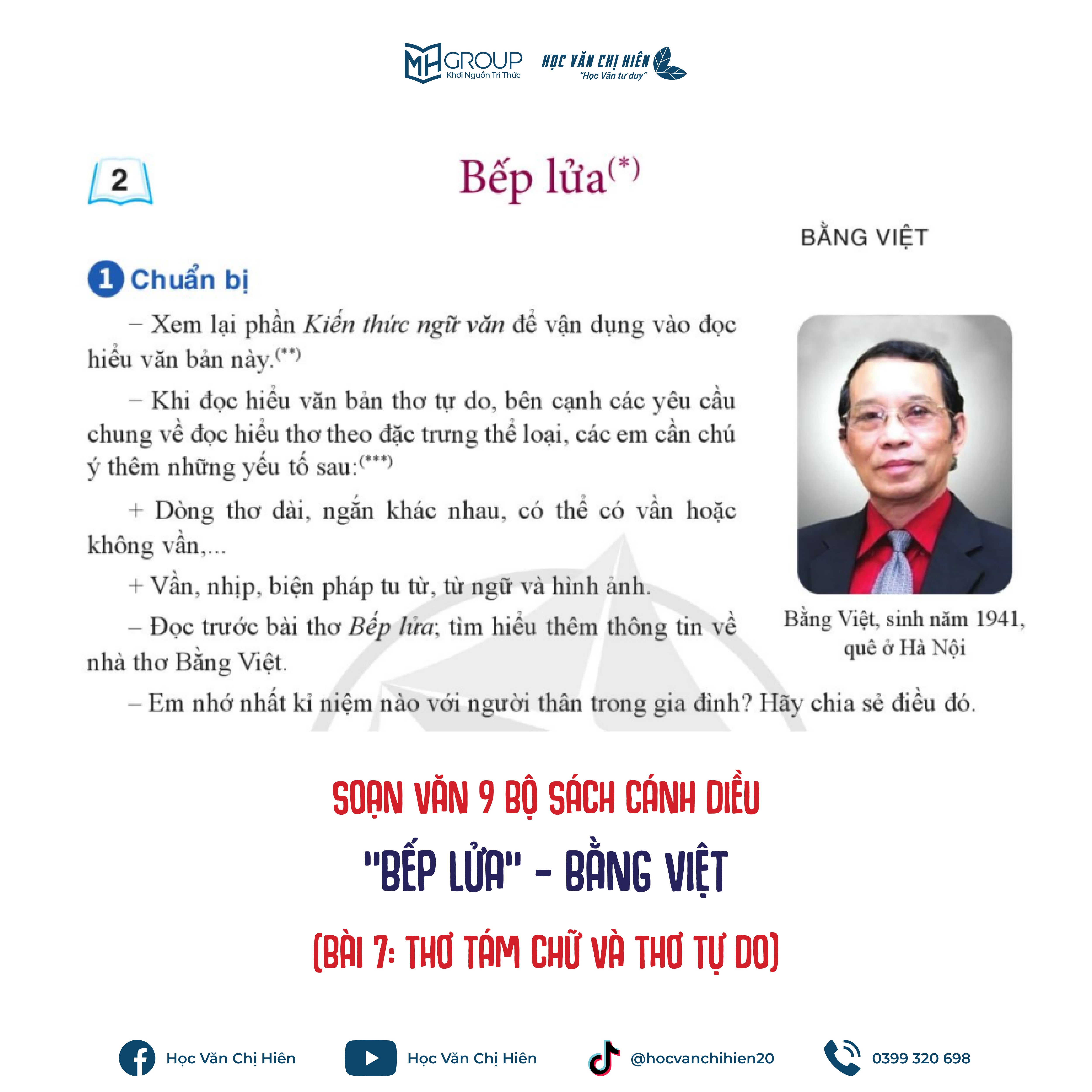 SOẠN VĂN 9 BỘ SÁCH CÁNH DIỀU | "BẾP LỬA" - BẰNG VIỆT (BÀI 7: THƠ TÁM CHỮ VÀ THƠ TỰ DO)