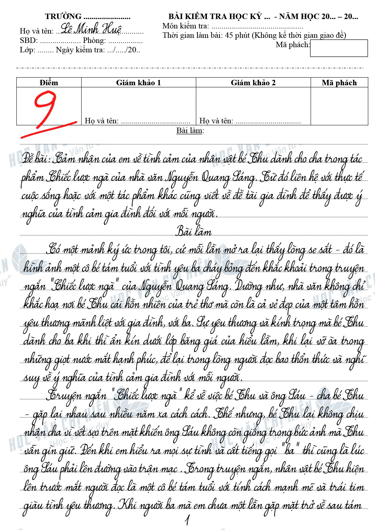 BÀI VIẾT TỐT NGHỊ LUẬN VĂN HỌC ĐẠT 9+ TẠI TRUNG TÂM HỌC VĂN CHỊ HIÊN