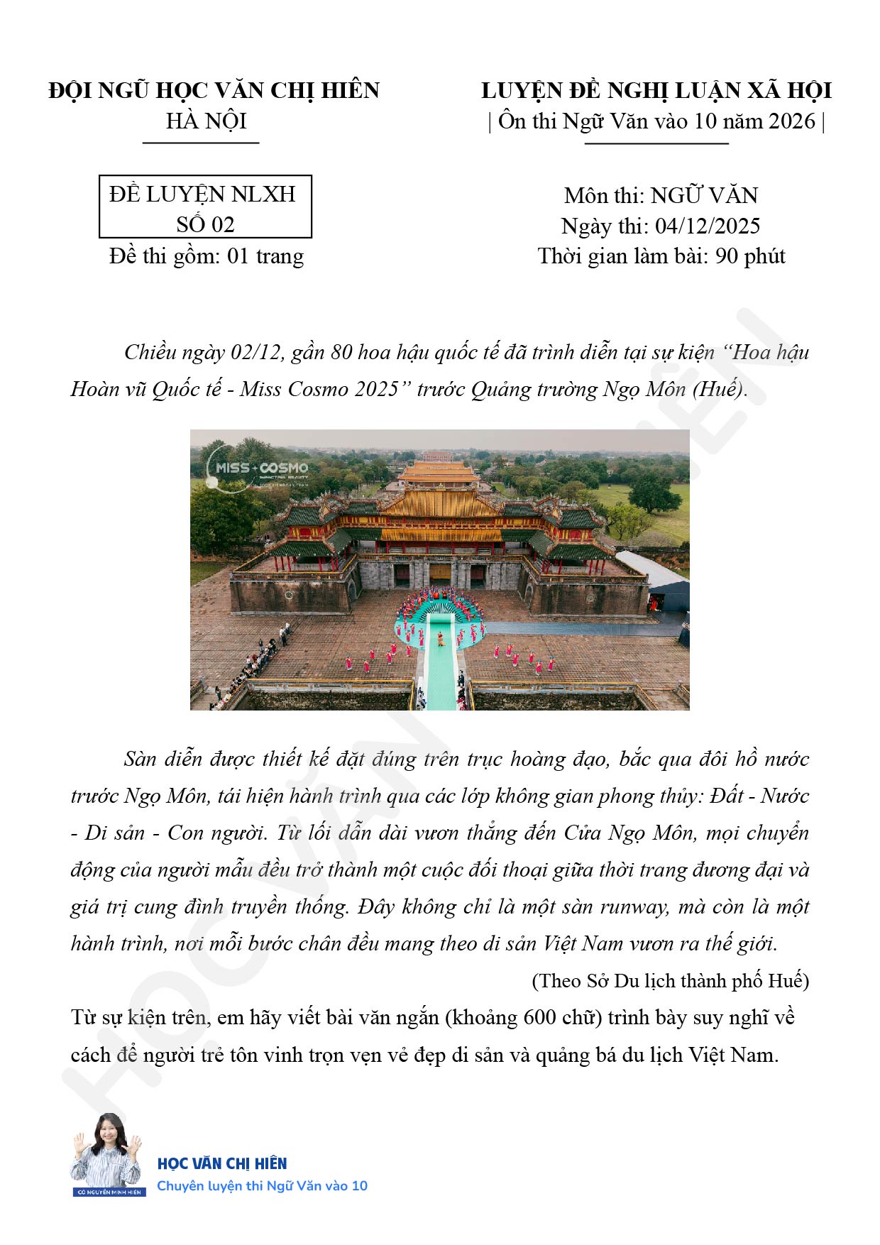 |ÔN THI NGỮ VĂN VÀO 1O -THAM KHẢO BÀI VIẾT MẪU ĐỀ NGHỊ LUẬN XÃ HỘI SỐ O2|